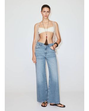 Mango Straight-Fit Jeans With Studs - Blue