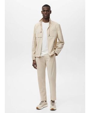 Mango Slim-Fit Water-Repellent Pants - Natural