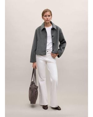 MANGO TEEN Oversized Wool-Blend Coat - Natural