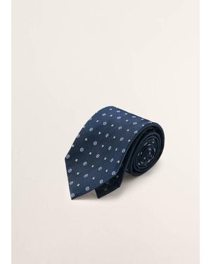 Mango 100% Silk Patterned Tie - Blue