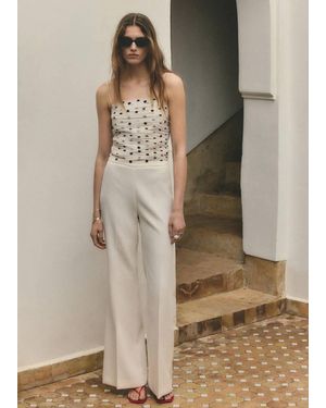 Mango Polka Dot Ruched Top - Natural