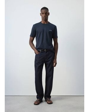 Mango 100% Cotton T-Shirt Text - Blue
