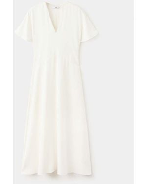 Mango V-Neck Short-Sleeved Dress - White