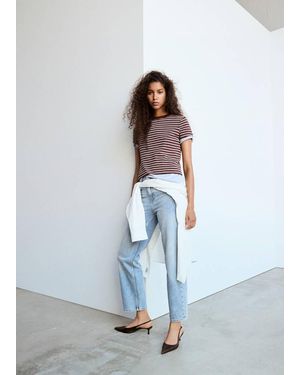 Mango Gerade Jeans Mit Mittlerem Bund - Weiß