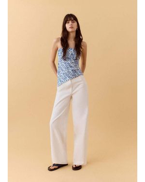 MANGO TEEN Asymmetric Printed Top - Natural