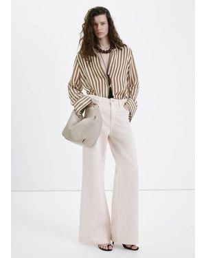 Mango Wide Leg Mid-Rise Jeans - White
