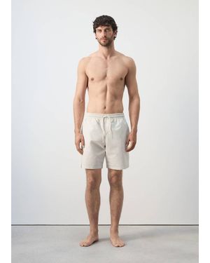 Mango Seersucker Striped Swimsuit - White