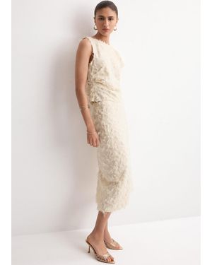 Mango Feathered Pencil Skirt - Natural