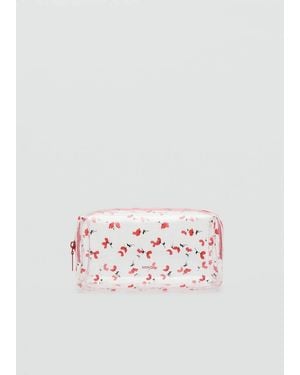 Mango Large Transparent Floral Toiletry Bag - Pink