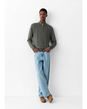 MANGO TEEN High Neck Jumper With Zip - Blue