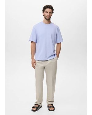 Mango 100% Cotton Relaxed-Fit T-Shirt - Blue