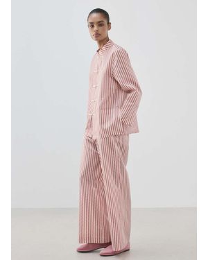 Mango Silk Blend Striped Pyjama Bottoms - Pink