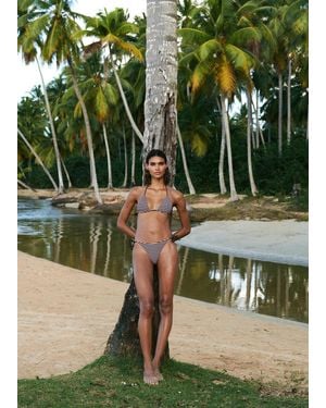 Mango Striped Ribbed Bikini Bottoms - Green