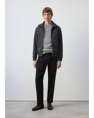 Mango Jacket With Funnel Neck And Pockets - Black