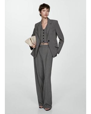 Mango Pinstriped Suit Waistcoat - Gray