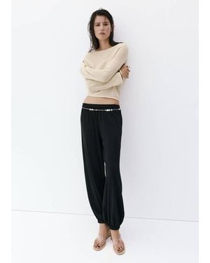 Mango Openwork Lurex Knit Jumper - White