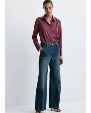 Mango Regular-Fit Satin Shirt - Red