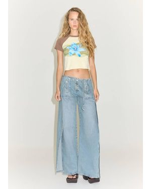 Mango Floral Print T-Shirt Vanilla - Blue