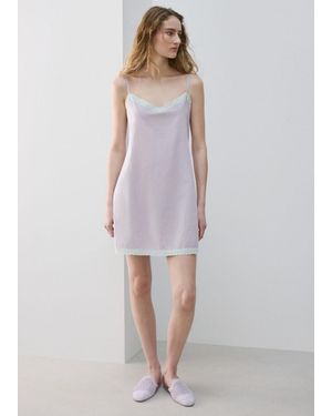 Mango Short Nightdress 100% Cotton - Purple
