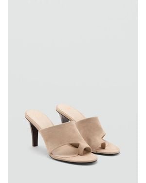 Mango Suede Sandal With Funnel Heel - Natural