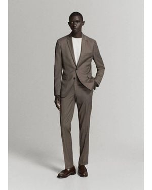 Mango Stretch Fabric Super Slim-Fit Suit Trousers - Multicolour