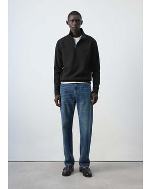 Mango Sweatshirt Aus Baumwollmischung Mit Reißverschluss - Schwarz
