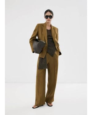 Mango Linen Suit Jacket - Green