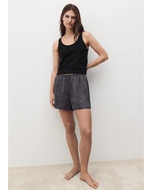 Mango Baumwoll-Top Mit Rundhalsausschnitt - Schwarz