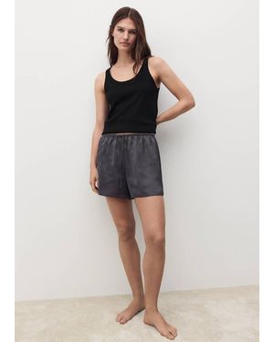 Mango Cotton Round-Neck Top - Black