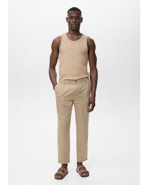 Mango Slim-Fit Ribbed Tank Top - Natural