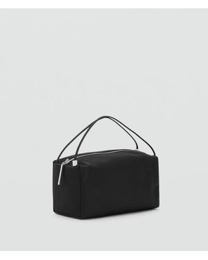 Mango Nylon Handbag With Double Strap Handles - Black
