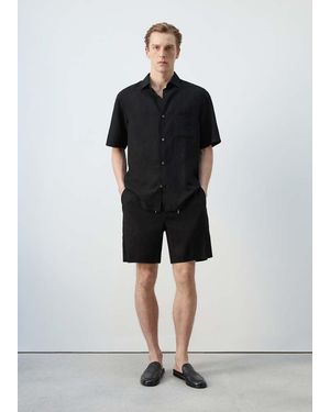Mango Short Sleeve Fluid Shirt - Black
