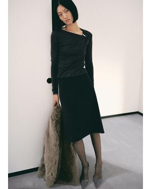 Mango T-Shirt Détail Métallique Gris