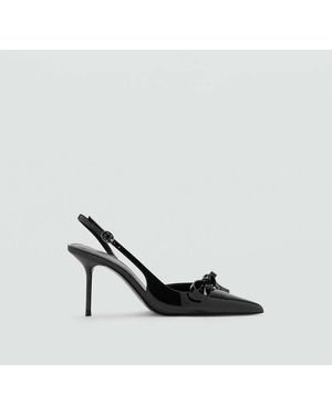 Mango Patent Leather Bow High Heel Shoe - White