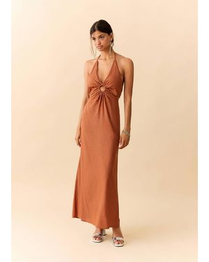 MANGO TEEN Halter Dress With Ring Detail - Natural
