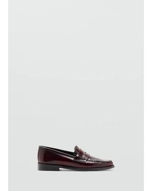 Mango Gathered Leather Loafers - White