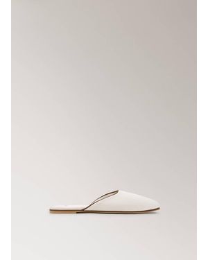 Mango Contrast Piping Open-Back Slippers - Natural