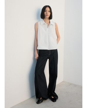 Mango Sleeveless Cotton Shirt - White