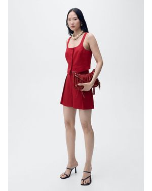 Mango Linen-Blend Suit Bermuda Shorts - Red