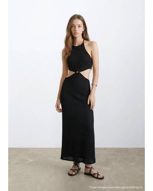 MANGO TEEN Cut-Out Halter Dress - Black
