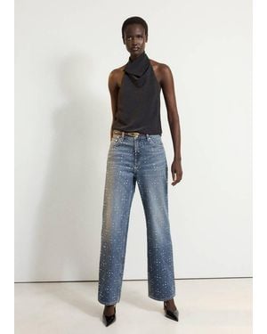 Mango 100% Cotton Jeans With A Sheen - Blue