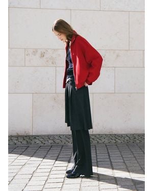Mango Wool-Blend Bomber Jacket - Red