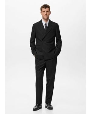 Mango Regular-Fit Double-Breasted Jacket - Black
