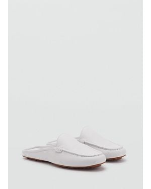 Mango Leather Flat Shoes - White