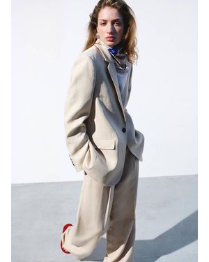 Mango Straight-Fit Suit Blazer - Grey