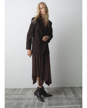 Mango Croc-Effect Pointed-Toe Ankle Boots - Gray