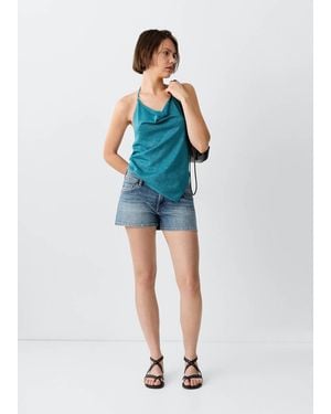 MANGO TEEN Low-Waist Mini Shorts - Blue