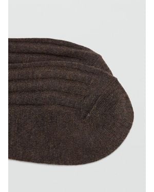Mango Ribbed Wool Blend Socks - Brown