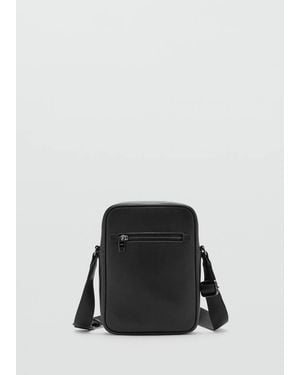Mango Ledertasche Mit Reißverschluss - Schwarz