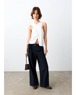 MANGO TEEN Fluid Crossover Top - White